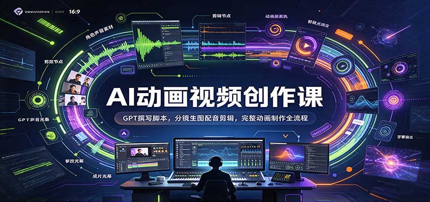 AI动画视频创作课：GPT撰写脚本，分镜生图配音剪辑，完整动画制作全流程 - 臻优资源网