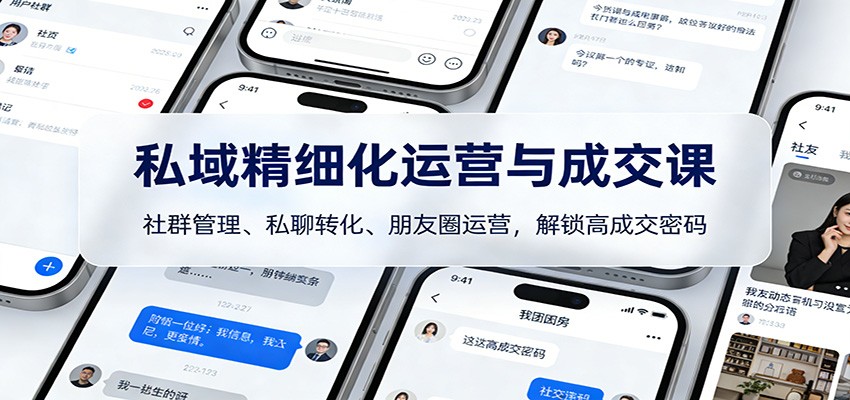 私域精细化运营与成交课:社群管理、私聊转化、朋友圈运营,解锁高成交密码 - 臻优资源网