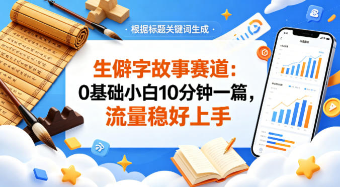 公众号流量主——生僻字故事赛道，流量稳，好上手，0基础小白也能10分钟一篇 - 臻优资源网
