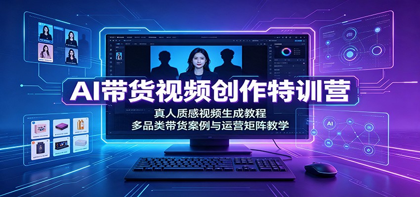AI带货视频创作特训营：真人质感视频生成教程，多品类带货案例与运营矩阵教学 - 臻优资源网