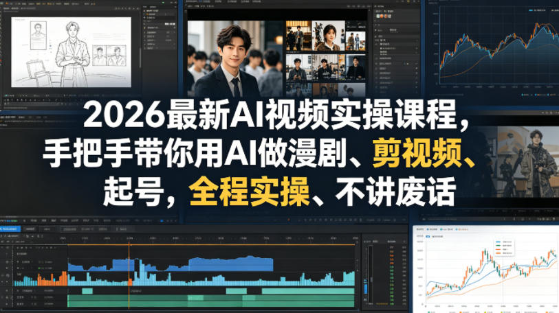 2026最新AI视频实操课程，手把手带你用AI做漫剧、剪视频、起号，全程实操、不讲废话 - 臻优资源网