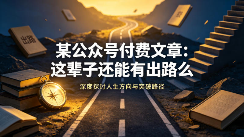 某公众号付费文章:这辈子还能有出路么 - 臻优资源网