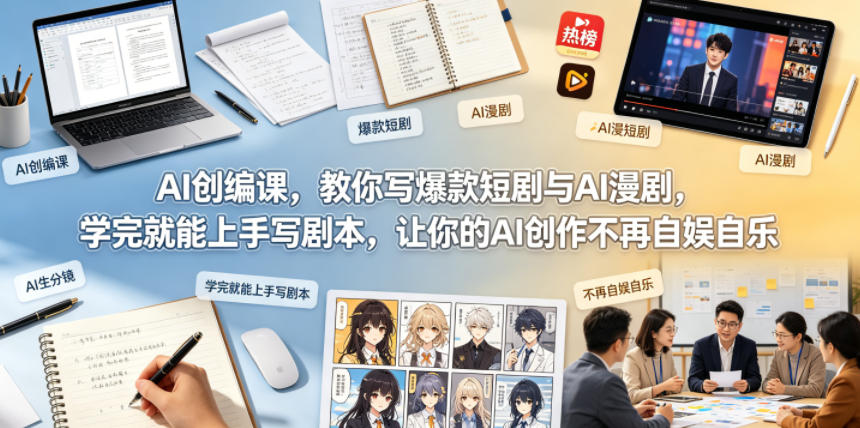 AI创编课，教你写爆款短剧与AI漫剧，学完就能上手写剧本，让你的AI创作不再自娱自乐 - 臻优资源网