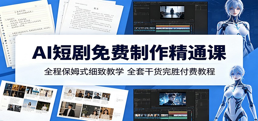 AI短剧免费制作精通课：全程保姆式细致教学，全套干货完胜付费教程 - 臻优资源网