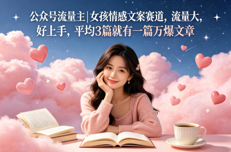 公众号流量主女孩情感文案赛道，流量大，好上手，平均3篇就有一篇万爆文章 - 臻优资源网