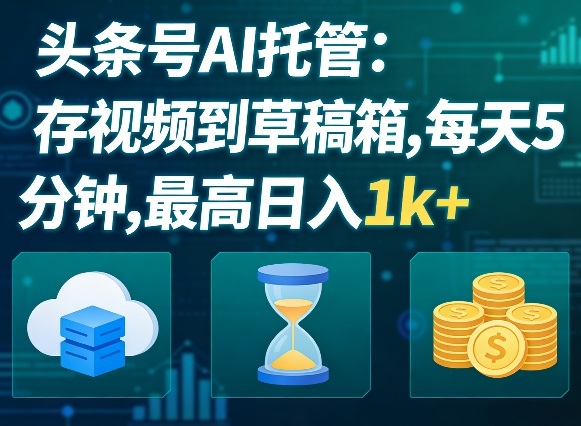 头条号AI托管，我存视频到你草稿箱，每天5分钟，最高日入1k+【揭秘】 - 臻优资源网
