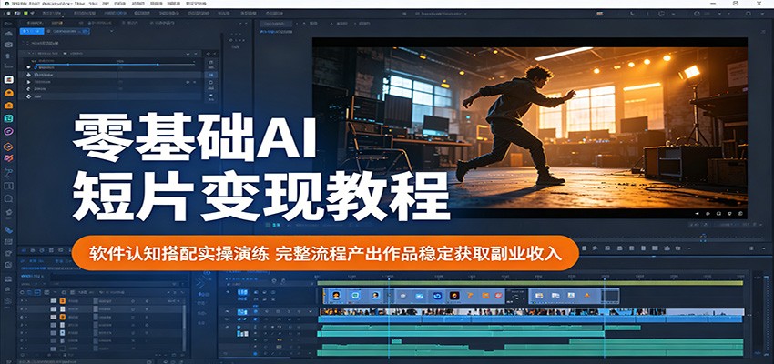 零基础AI短片变现教程：软件认知搭配实操演练，完整流程产出作品稳定获取副业收入 - 臻优资源网