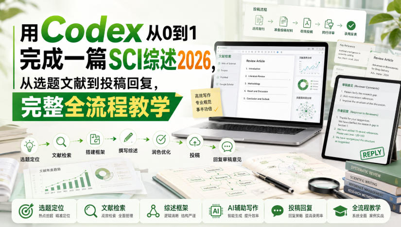用Codex从0到1完成一篇SCI综述2026，从选题文献到投稿回复，完整全流程教学 - 臻优资源网