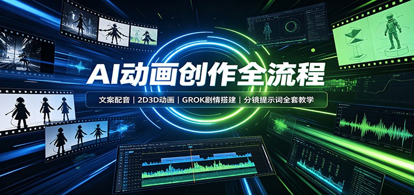 AI动画创作全流程：文案配音，2D3D动画，GROK剧情搭建，分镜提示词全套教学 - 臻优资源网