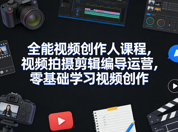 全能视频创作人课程，视频拍摄剪辑编导运营，零基础学习视频创作（更新2026年4月） - 臻优资源网