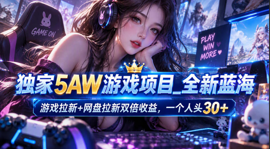 独家5AW游戏蓝海项目_游戏拉新+网盘拉新双倍收益，拉新一个30米 - 臻优资源网