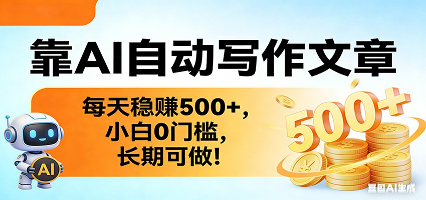 靠AI自动写作文章，每天稳赚500+，小白0门槛，长期可做！ - 臻优资源网
