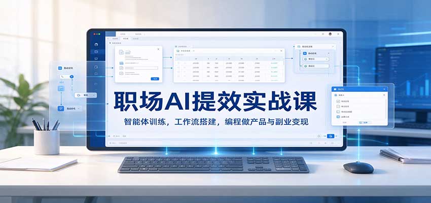 职场AI提效实战课：智能体训练，工作流搭建，编程做产品与副业变现 - 臻优资源网