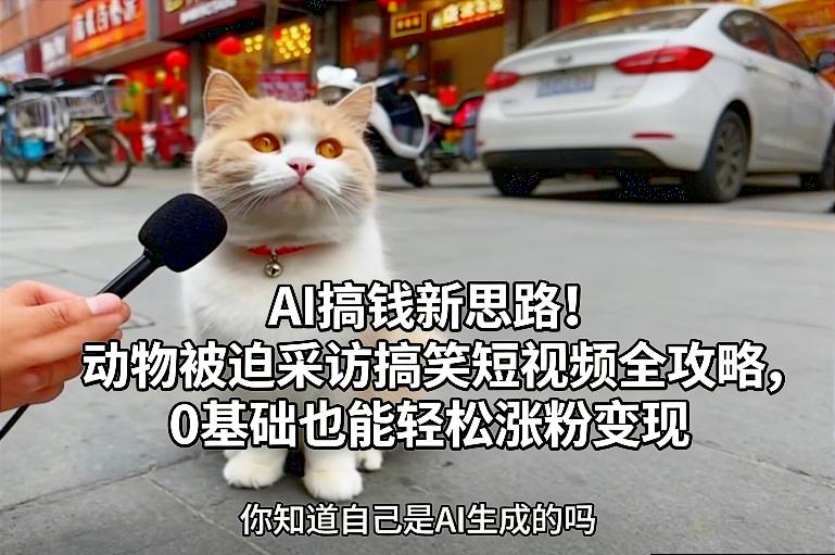 AI搞钱新思路！动物被迫采访搞笑短视频全攻略，0基础也能轻松涨粉变现 - 臻优资源网
