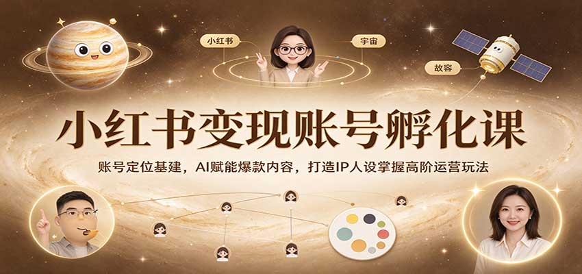 小红书变现账号孵化课：账号定位基建，AI赋能爆款内容，打造IP人设掌握高阶运营玩法 - 臻优资源网