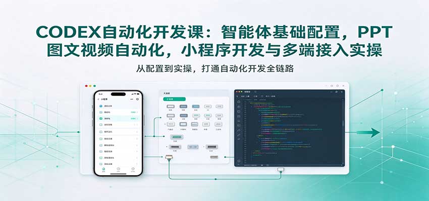 CODEX自动化开发课：智能体基础配置，PPT图文视频自动化，小程序开发与多端接入实操 - 臻优资源网