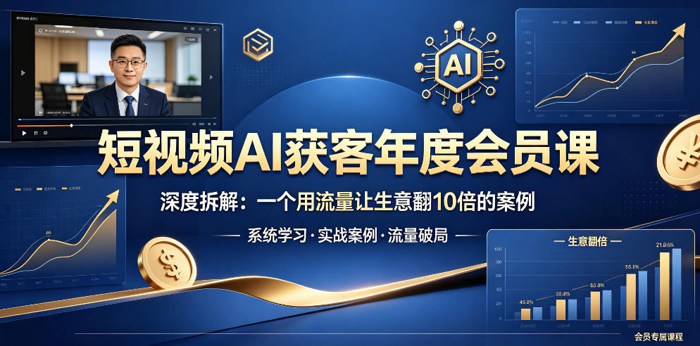 短视频AI获客年度会员课，深度拆解，一个用流量让生意翻10倍的案例 - 臻优资源网