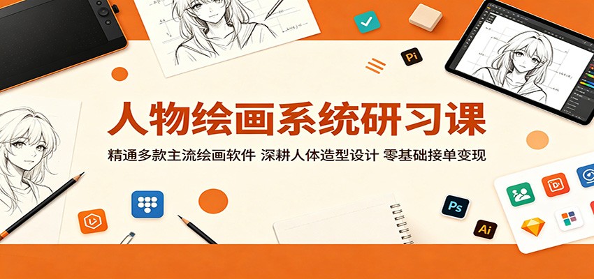 人物绘画系统研习课：精通多款主流绘画软件，深耕人体造型设计，零基础接单变现 - 臻优资源网