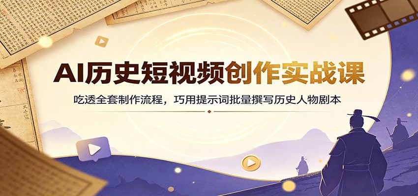 AI历史短视频创作实战课：吃透全套制作流程，巧用提示词批量撰写历史人物剧本 - 臻优资源网