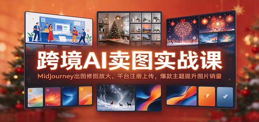 跨境AI卖图实战课：Midjourney出图修图放大，平台注册上传，爆款主题提升图片销量 - 臻优资源网