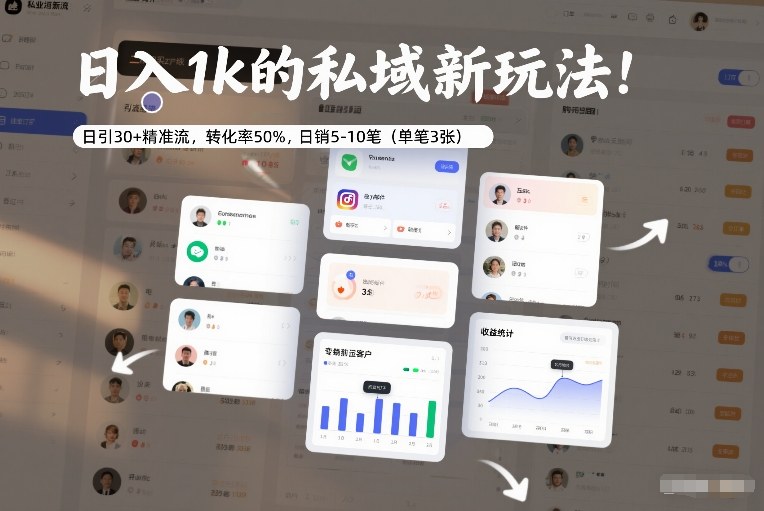 日入1k的私域新玩法：日引30+精准流，转化率50%，日销5-10笔（单笔3张） - 臻优资源网