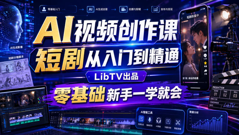 AI视频创作课，短剧从入门到精通，LibTV出品，零基础新手一学就会 - 臻优资源网