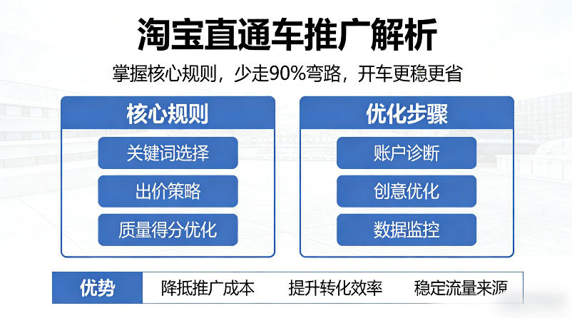 淘宝直通车推广解析，掌握核心规则，少走90%弯路，开车更稳更省 - 臻优资源网