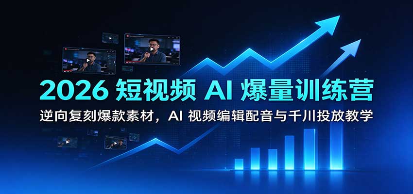 2026短视频AI爆量训练营：逆向复刻爆款素材，AI视频编辑配音与千川投放教学 - 臻优资源网