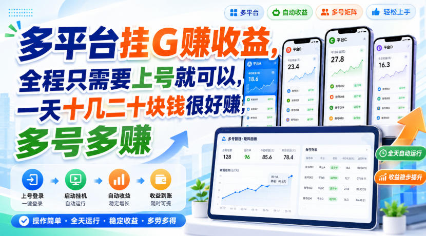 多平台挂G賺收益，全程只需要上号就可以，一天十几二十块钱很好賺，多号多賺【揭秘】 - 臻优资源网