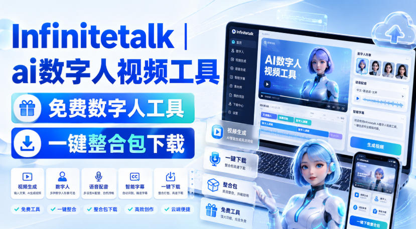 Infinitetalk丨ai数字人视频工具，免费数字人工具，一键整合包下载 - 臻优资源网