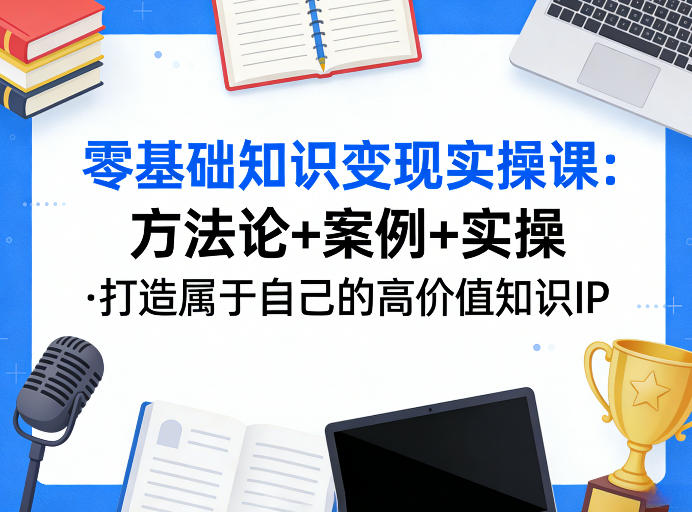 零基础知识变现实操课，方法论+案例+实操，打造属于自己的高价值知识IP - 臻优资源网