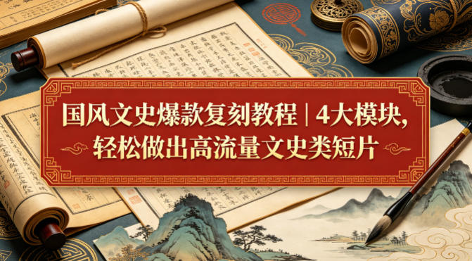 国风文史爆款复刻教程｜4大模块，轻松做出高流量文史类短片 - 臻优资源网