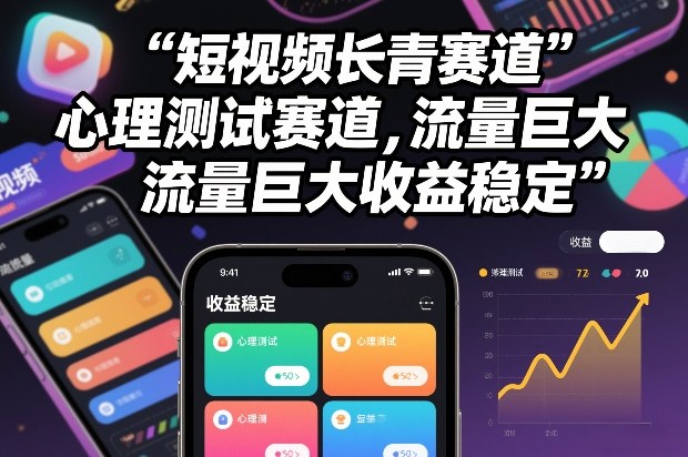 短视频长青赛道，心里测试赛道，流量巨大，收益稳定 - 臻优资源网