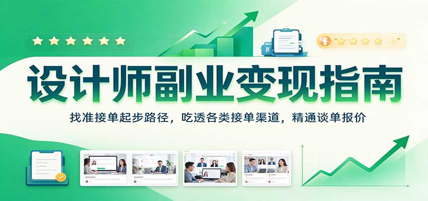 设计师副业变现指南：找准接单起步路径，吃透各类接单渠道，精通谈单报价 - 臻优资源网