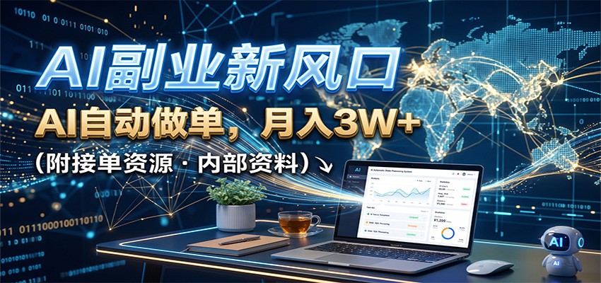 AI副业新风口，AI自动做单，月入3W+，附接单资源 - 臻优资源网