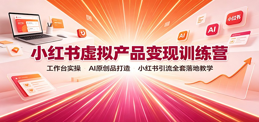 小红书虚拟产品变现训练营：工作台实操，AI原创品打造，小红书引流全套落地教学 - 臻优资源网