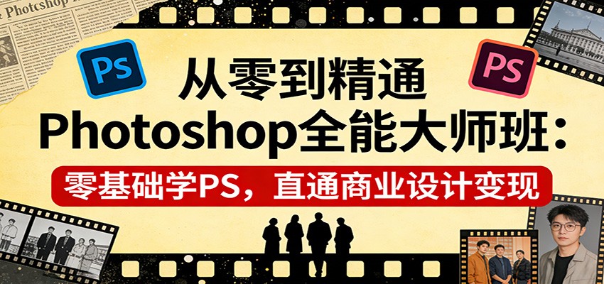 从零到精通Photoshop全能大师班：零基础学PS，直通商业设计变现 - 臻优资源网