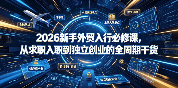 2026新手外贸入行必修课，从求职入职到独立创业的全周期干货 - 臻优资源网