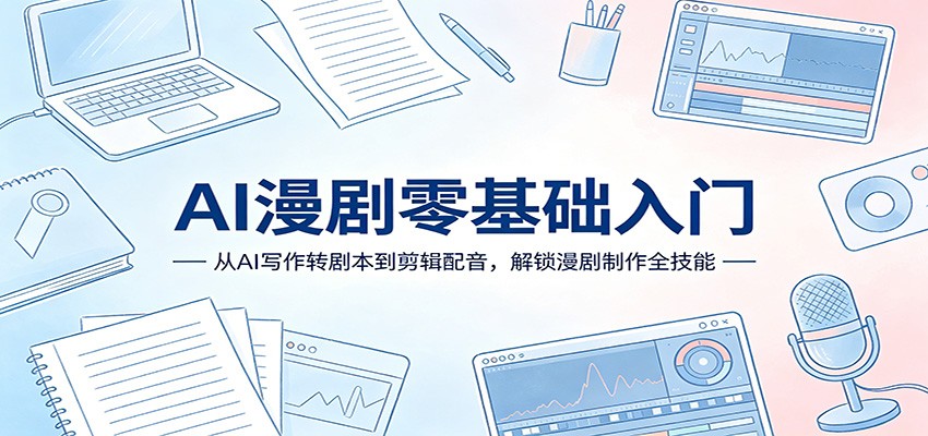AI漫剧零基础入门：从AI写作转剧本到剪辑配音，解锁漫剧制作全技能 - 臻优资源网