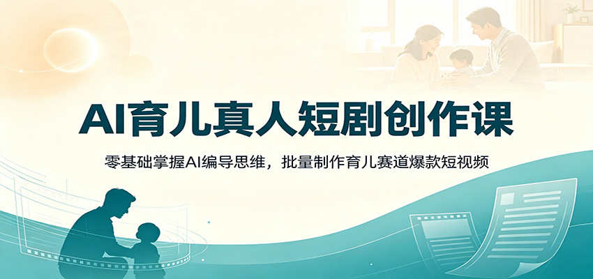 AI育儿真人短剧创作课：零基础掌握AI编导思维，批量制作育儿赛道爆款短视频 - 臻优资源网