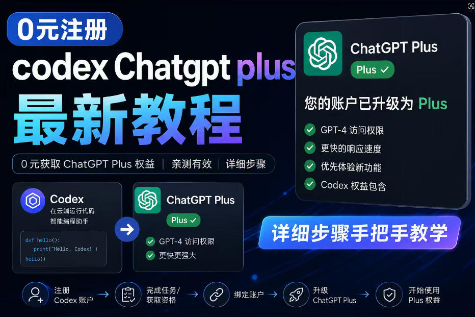 0元全自动注册codex gpt plus最新教程，0元获取GPT Plus权益，手把手详细教学 - 臻优资源网