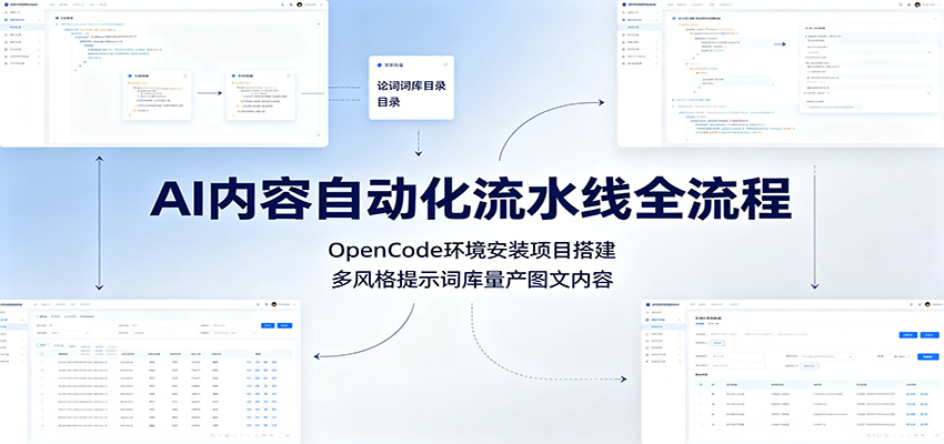 AI内容自动化流水线全流程：OpenCode环境安装项目搭建，多风格提示词库量产图文内容 - 臻优资源网