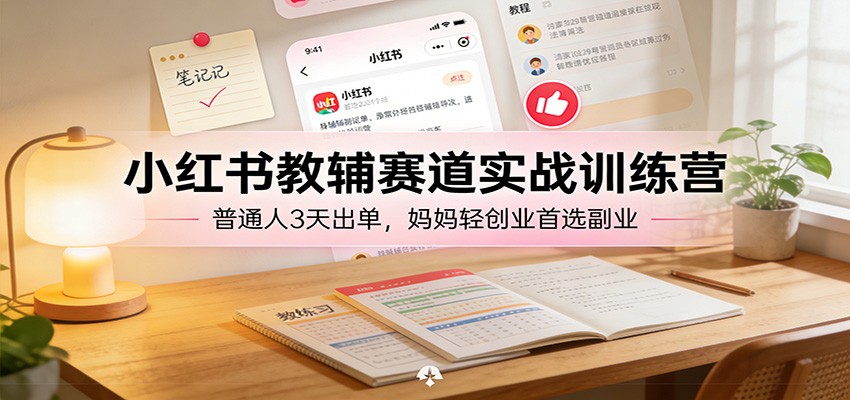 小红书教辅赛道实战训练营：普通人3天出单，妈妈轻创业首选副业 - 臻优资源网