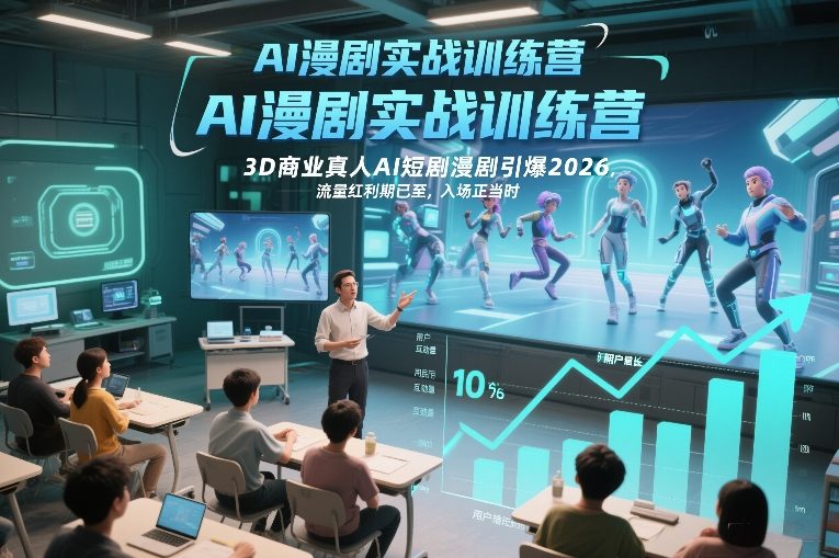 AI漫剧实战训练营，3D商业真人AI短剧漫剧引爆2026，流量红利期已至，入场正当时 - 臻优资源网