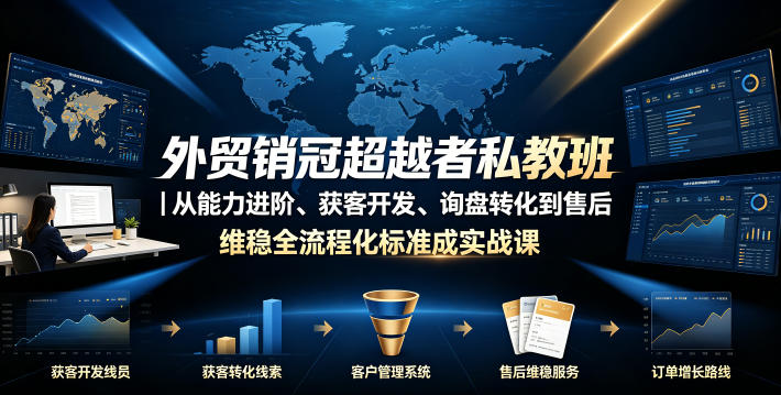 外贸销冠超越者私教班｜从能力进阶、获客开发、询盘转化到售后维稳全流程标准化成交实战课 - 臻优资源网