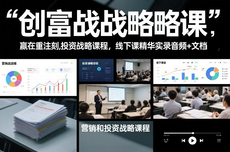 创富战略课,赢在重注时刻,营销和投资战略课程,线下课精华实录音频+文档 - 臻优资源网