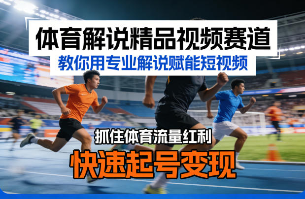 体育解说精品视频赛道，教你用专业解说赋能短视频，抓住体育流量红利，快速起号变现 - 臻优资源网