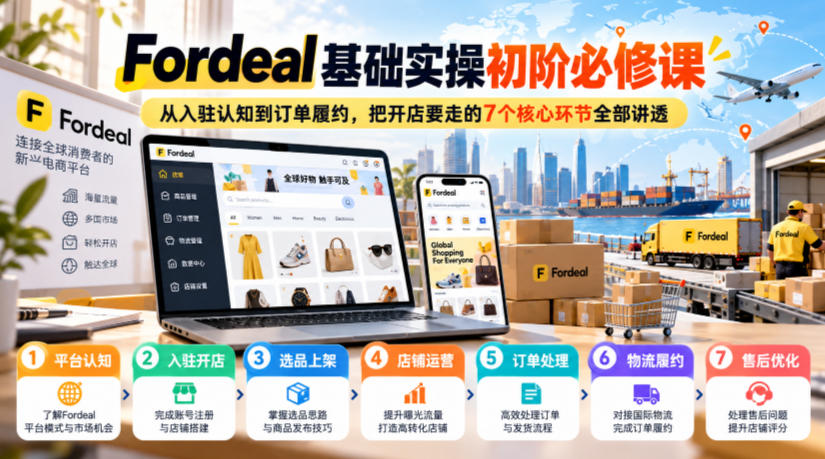 Fordeal基础实操初阶必修课，从入驻认知到订单履约，把开店要走的7个核心环节全部讲透 - 臻优资源网