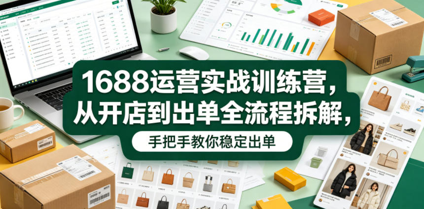 1688运营实战训练营，从开店到出单全流程拆解，手把手教你稳定出单 - 臻优资源网