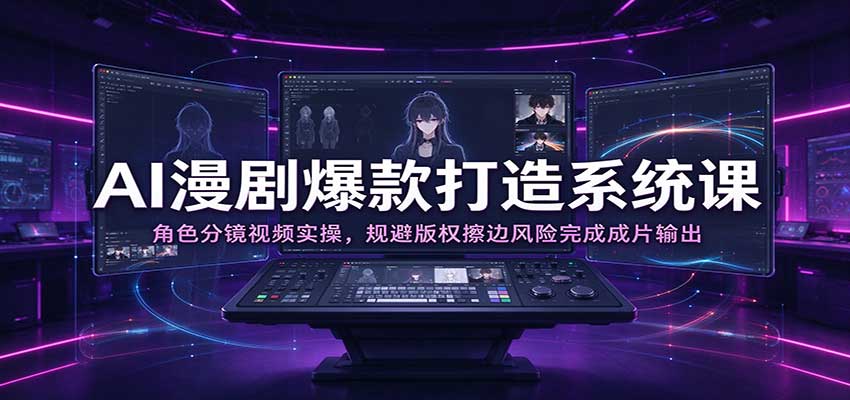 AI漫剧爆款打造系统课：角色分镜视频实操，规避版权擦边风险完成成片输出 - 臻优资源网